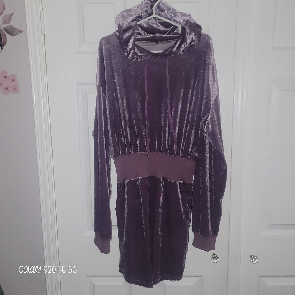 Fashion Nova Purple Velvet Jumpsuit